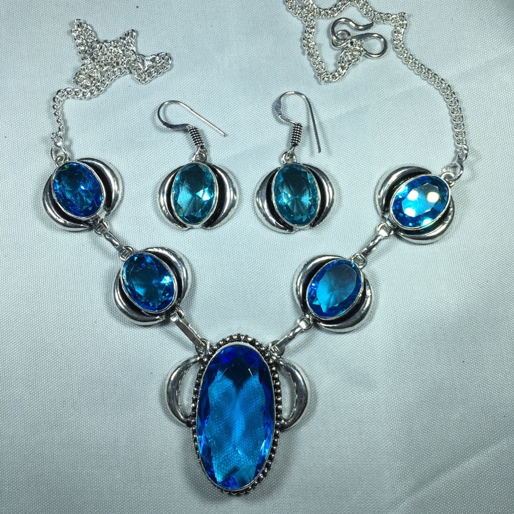 Blue Topaz Necklace & Earrings